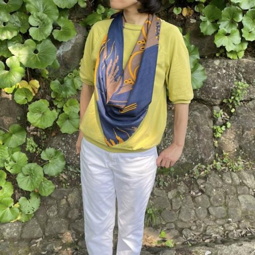 Silk rayon scarf rice rice - 丝巾 - 丝．绢 蓝色