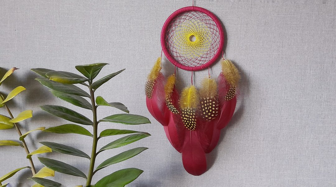 Dream catcher wall decor. Boho dreamcatcher. Nursery wall hanging. Bedroom decor - 墙贴/壁贴 - 其他材质 黄色