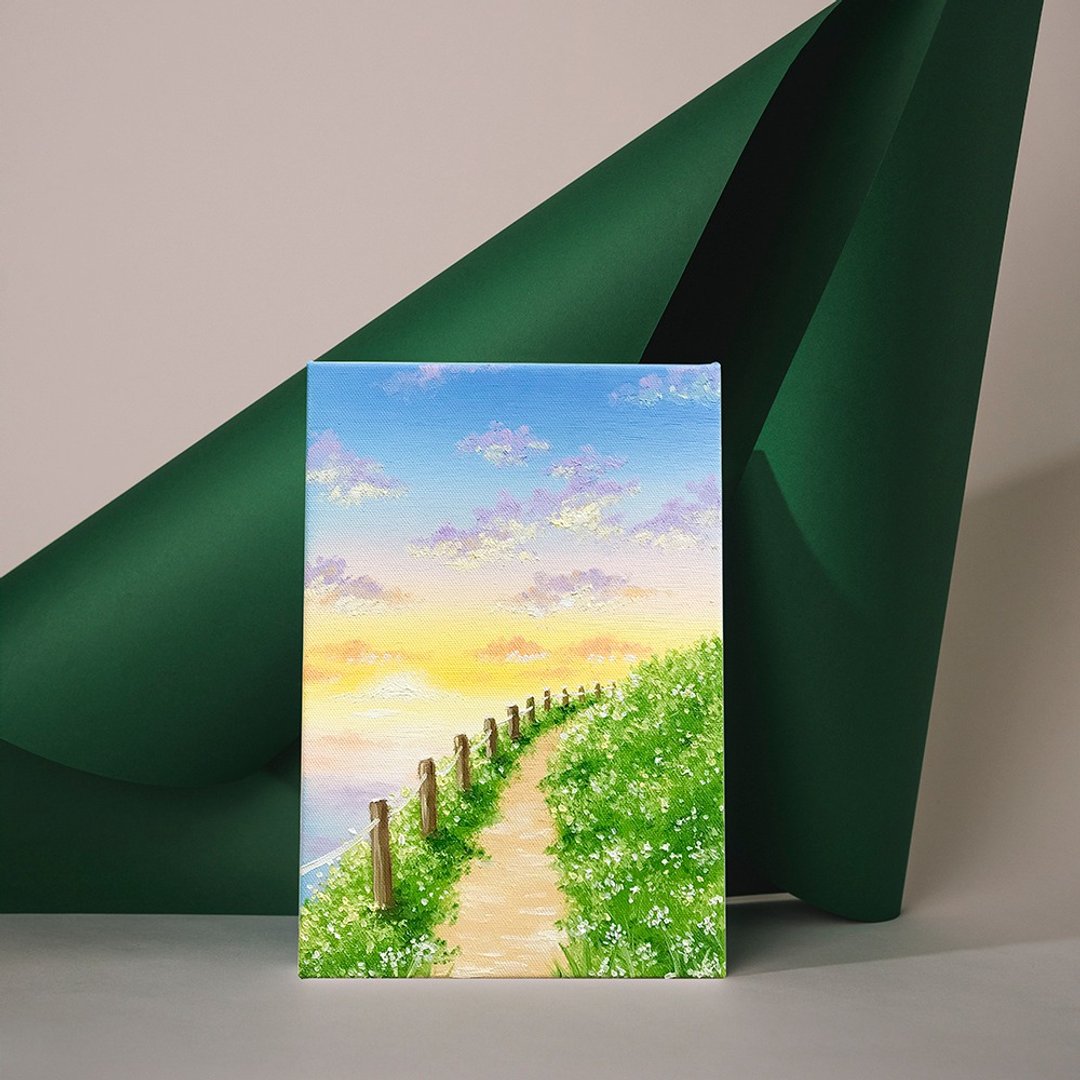 【体验】台中油画体验课程/日暮之岸/台中画室 - 插画/绘画/写字 - 棉 