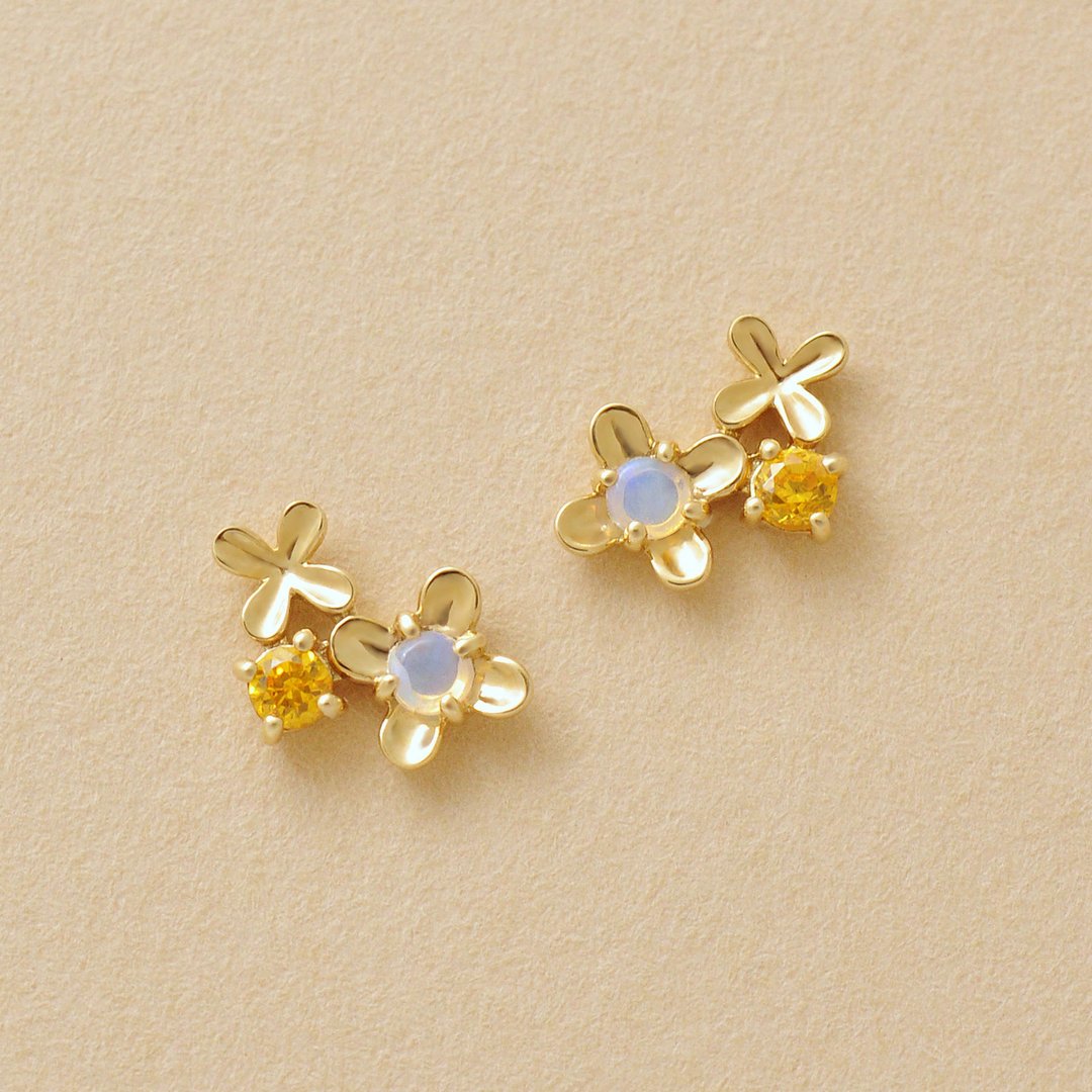 【诞生花珠宝】 十月 - 香橄榄耳环 (18K/10K 黄金) - 耳环/耳夹 - 贵金属 