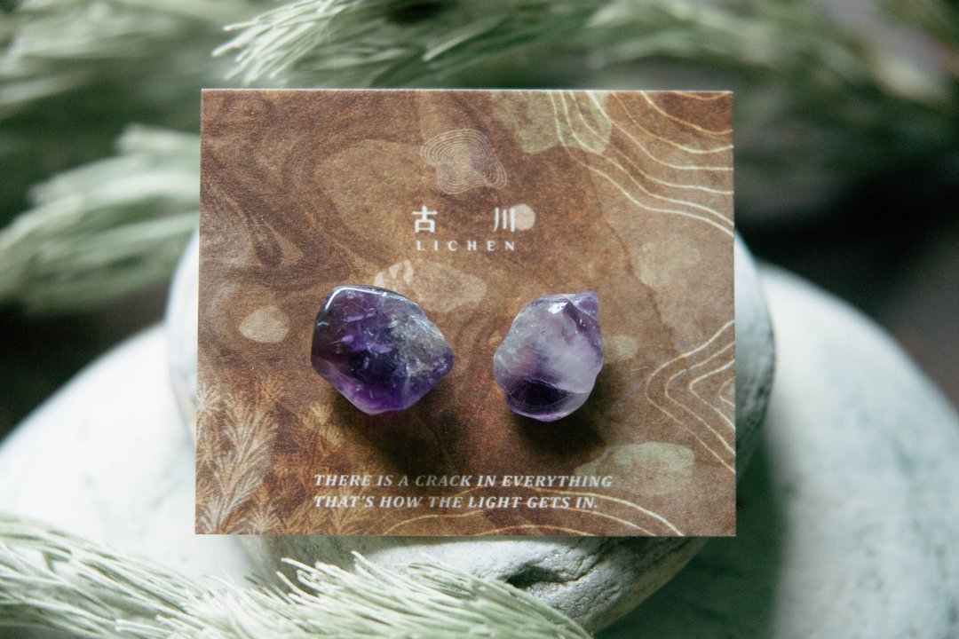 CRACK | 矿物系耳环 |  EARRINGS - 耳环/耳夹 - 玉石 紫色