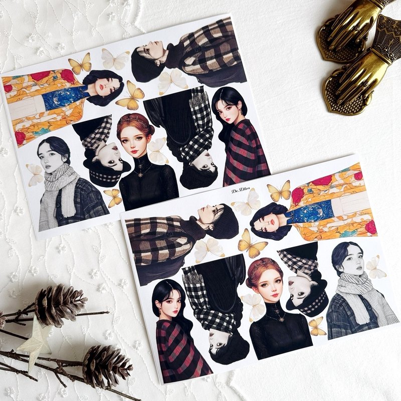 A445 - 冬季与春季角色 - 贴纸 - 纸 