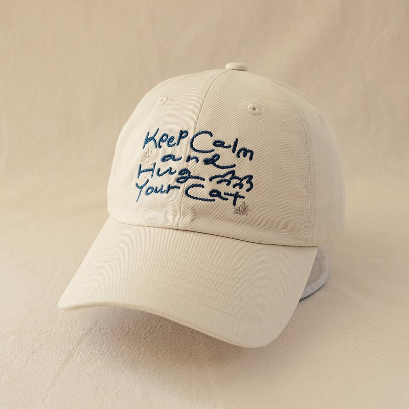 猫岛日常刺绣老帽 / Keep calm - 帽子 - 棉．麻 白色