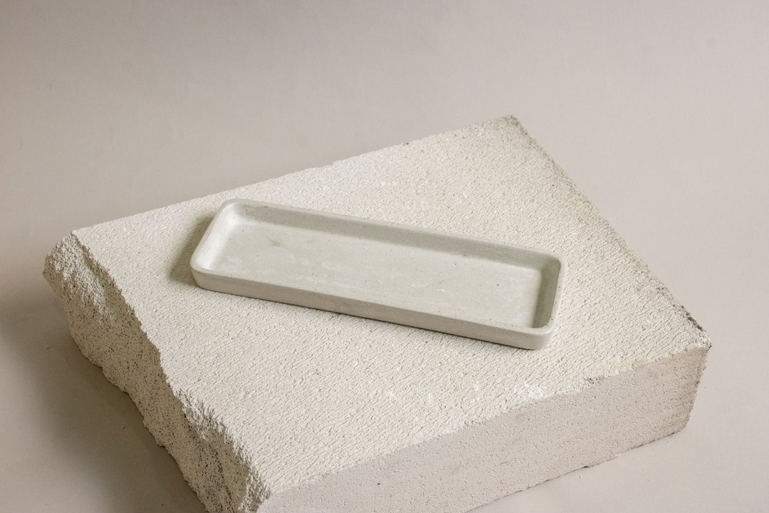 Long Tray terrazzo - Light grey monotone - 摆饰 - 水泥 