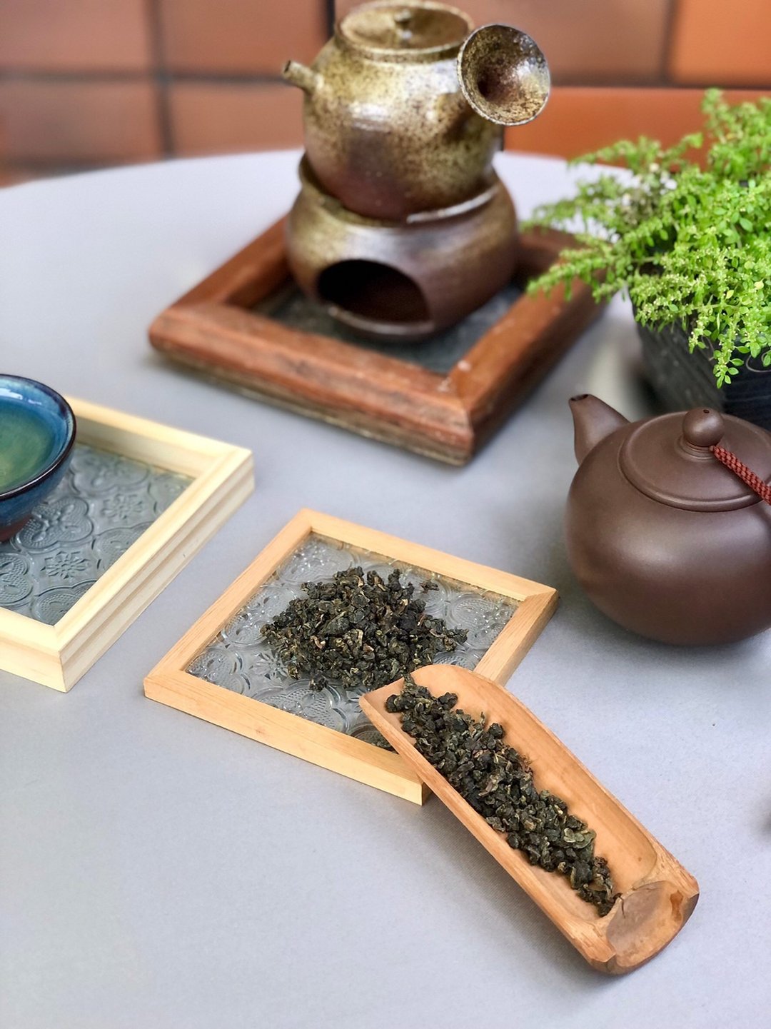 桧木  海棠花复古毛玻璃杯垫 - 杯垫 - 木头 