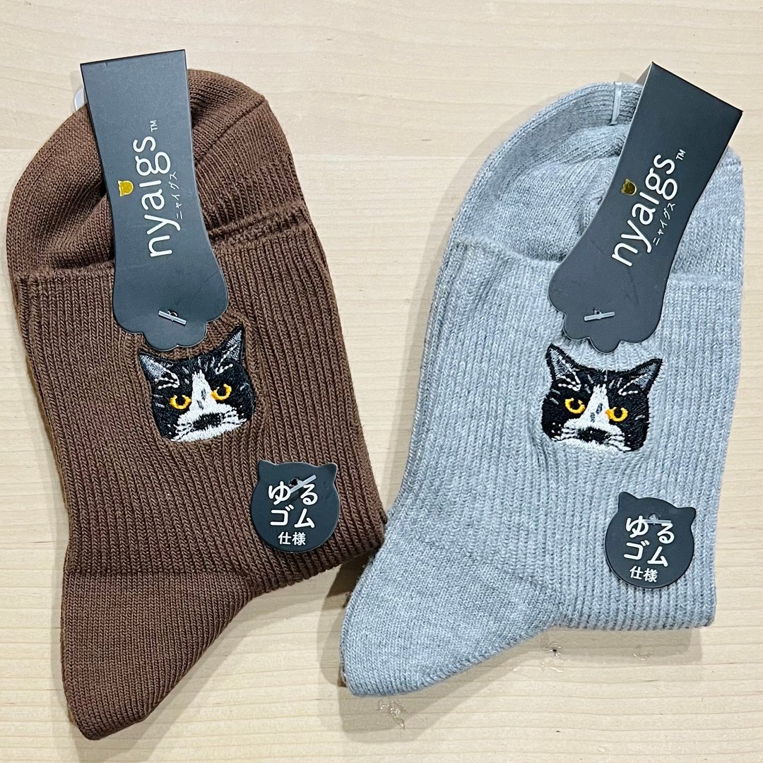 猫咪袜 nyaigs_ Sasuke 2双组 - 袜子 - 棉．麻 灰色
