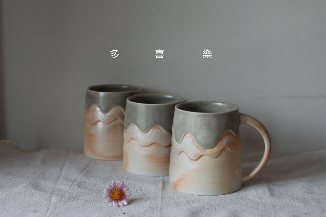 柴烧马克杯/抹茶白巧克力系列/320ml/泷间拾光 - 咖啡杯/马克杯 - 陶 
