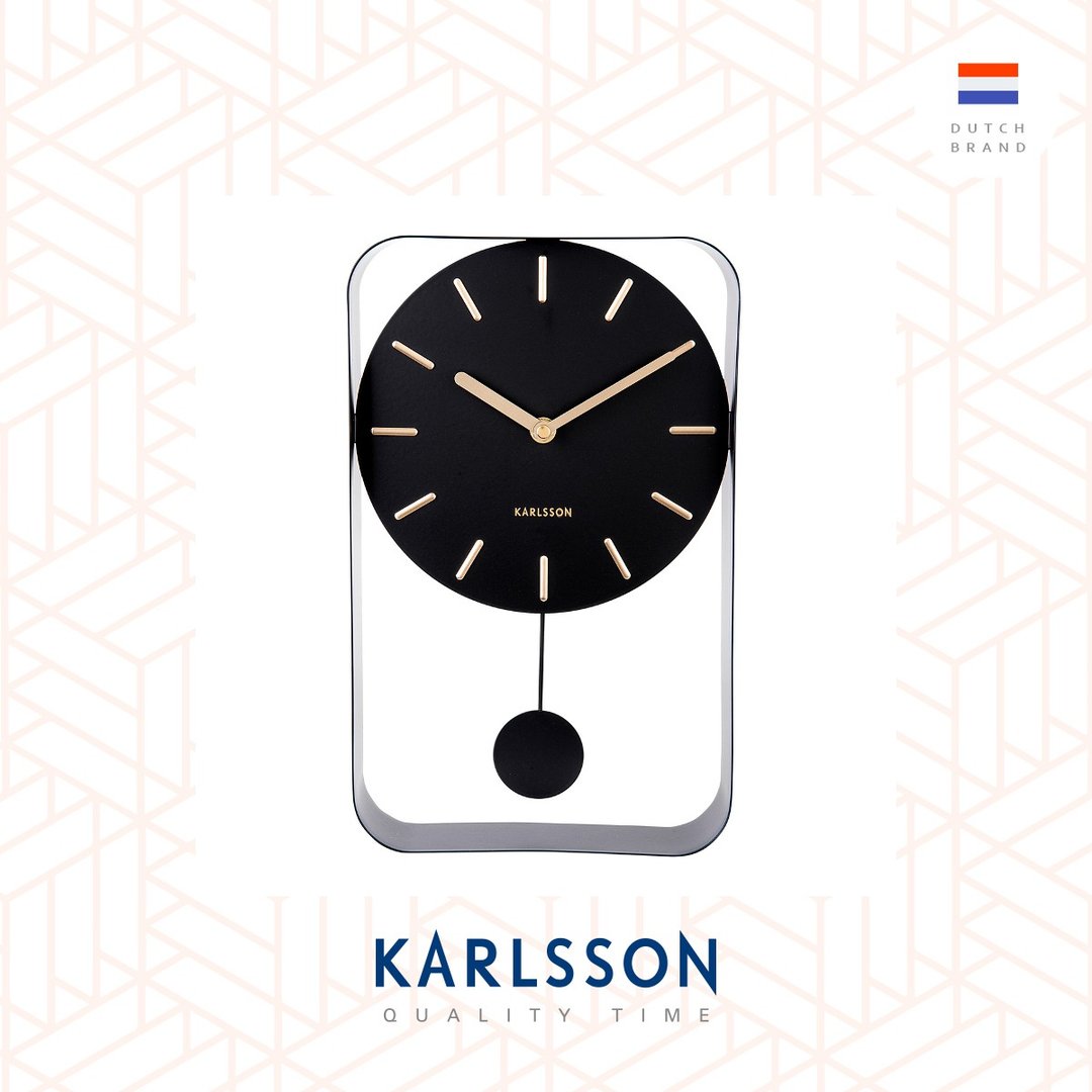 荷兰Karlsson 32.5cm Wall clock Pendulum Charm black 摇摆挂钟 - 时钟/闹钟 - 其他金属 黑色