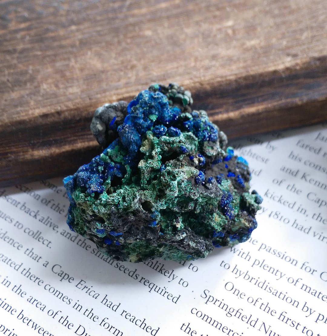 Azurite 湖北产地 蓝铜矿 圭孔雀石 共生矿 天然矿石 原矿 - 摆饰 - 其他材质 