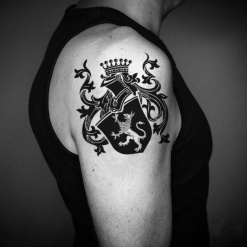 OhMyTat - Family Crest Coat Of Arms 刺青图案纹身贴纸 (2 张) - 纹身贴 - 纸 黑色