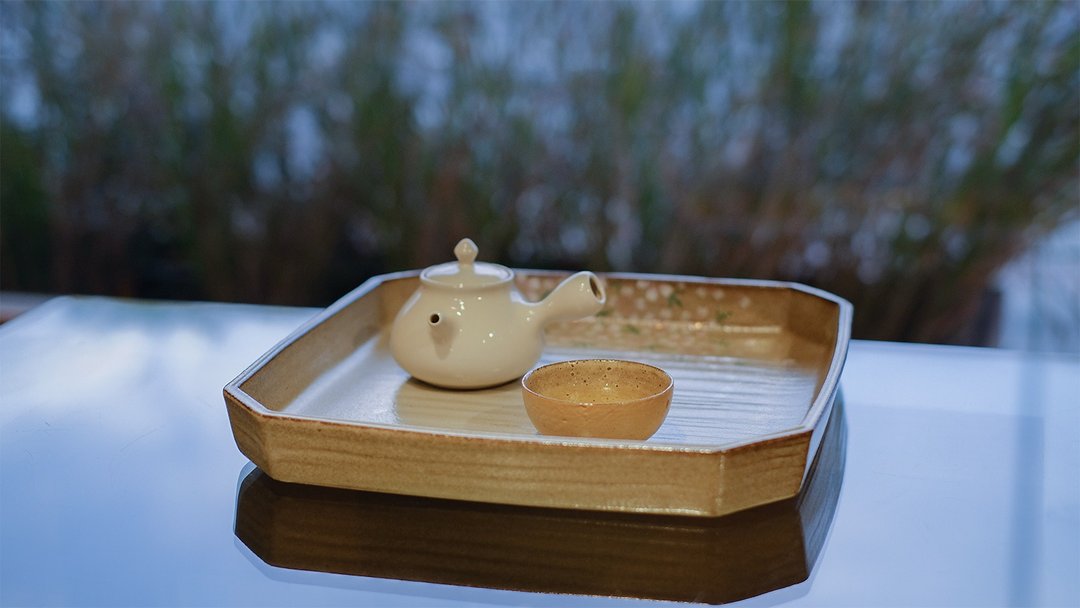 【茶人严选】樱花纹饰 四方皿 茶盘 - 茶具/茶杯 - 陶 
