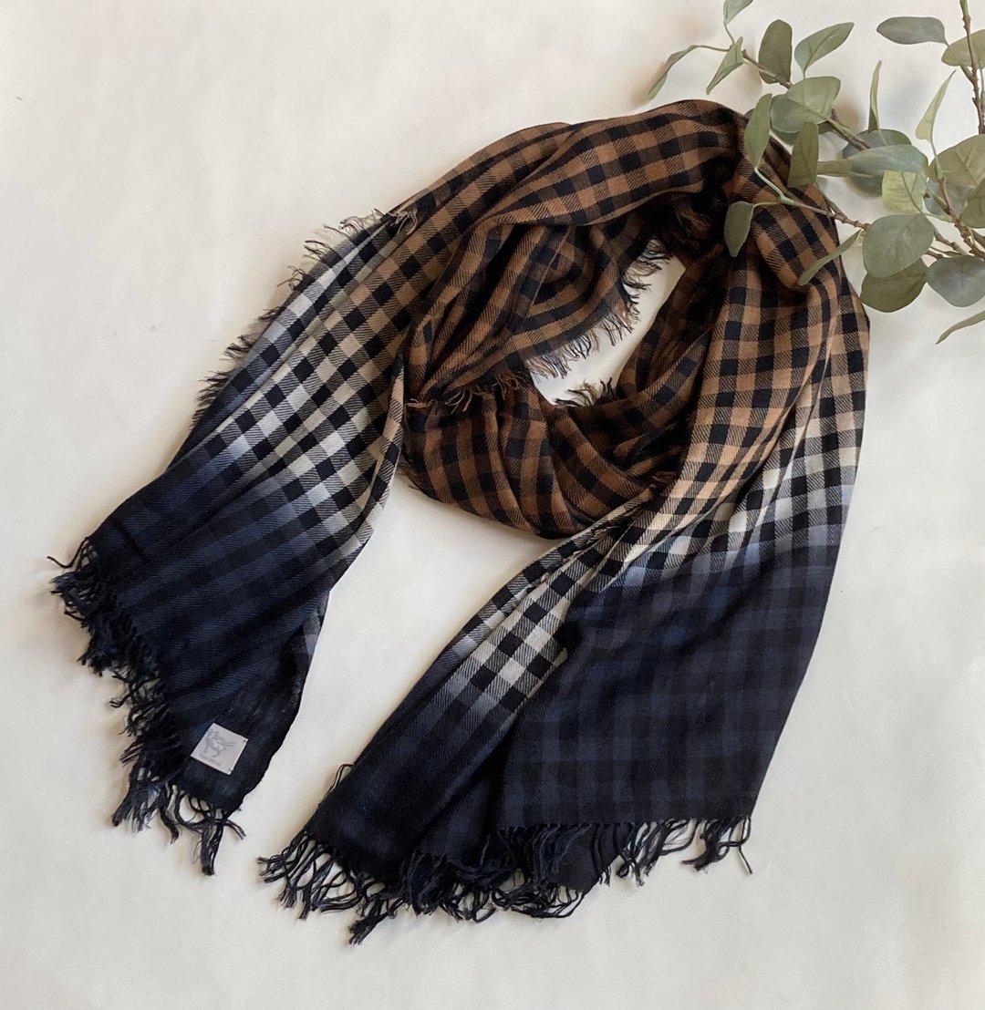 Pashmina hand woven hand dyed shawl - 丝巾 - 羊毛 咖啡色