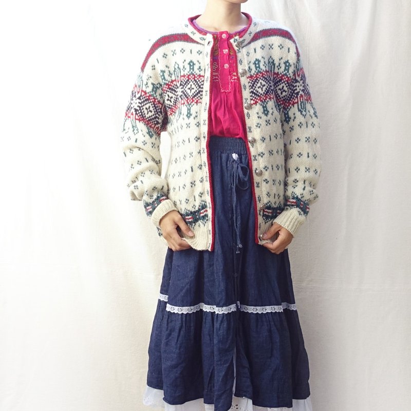 BajuTua /古着/ 美国制 L.L. Bean考津图腾羊毛开襟外套 - 女装针织衫/毛衣 - 羊毛 多色