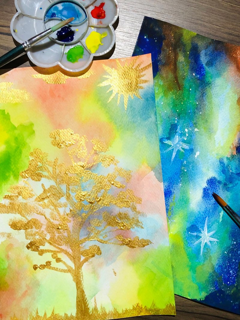 不定期  超级疗愈水彩体验 星空水彩好简单 - 插画/绘画/写字 - 纸 