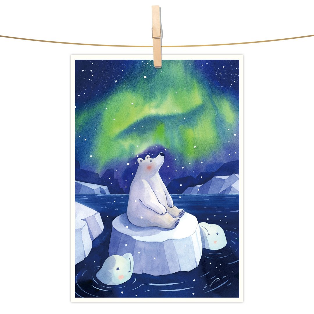 afu水彩插画明信片-北极奇迹 - 卡片/明信片 - 纸 多色