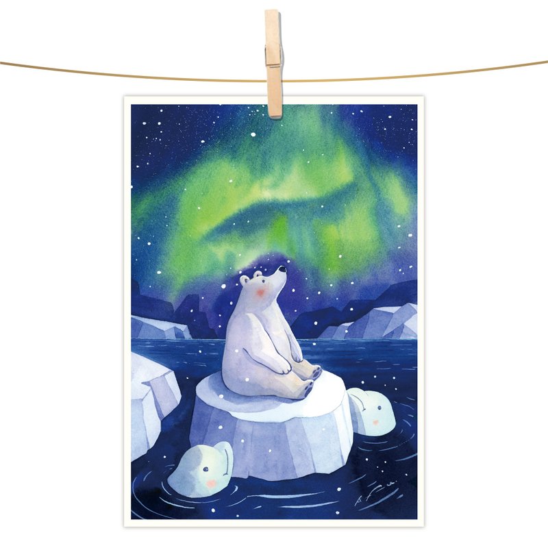 afu水彩插画明信片-北极奇迹 - 卡片/明信片 - 纸 多色