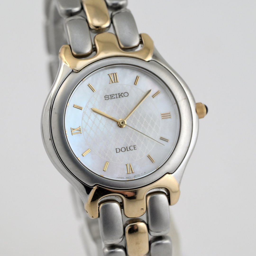 SEIKO DOLCE 中性 男仕腕表 石英机芯 33.3mm 珍珠白表盘 型号 5E31-6F00 手表 古董表 - 男表/中性表 - 不锈钢 