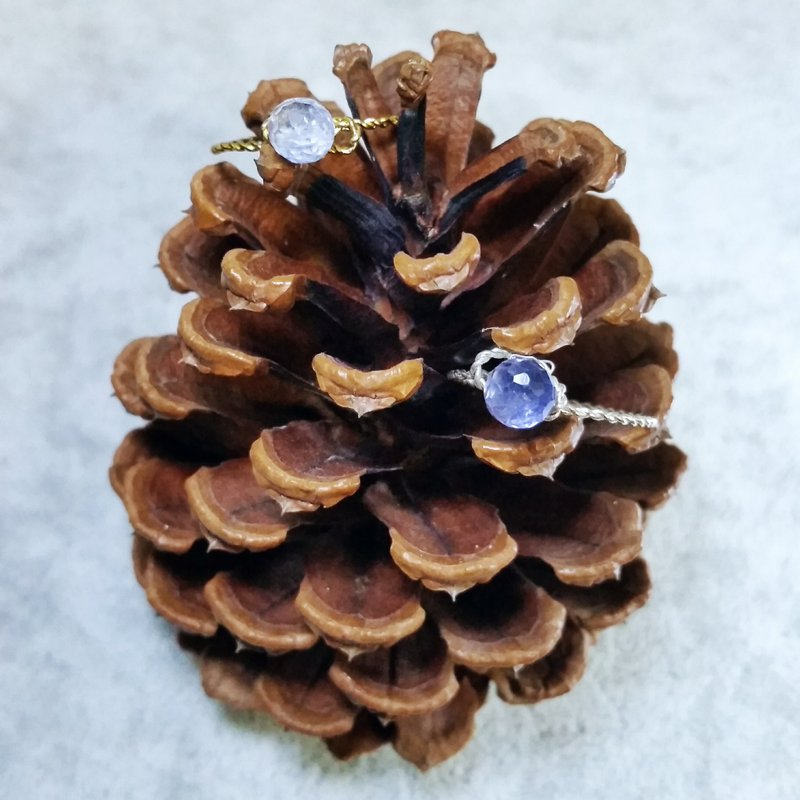 订制堇青石镀金/镀银链条硬戒指 Cordierite gold-plated/silver-plate ring, please provide ring size when order - 戒指 - 宝石 紫色