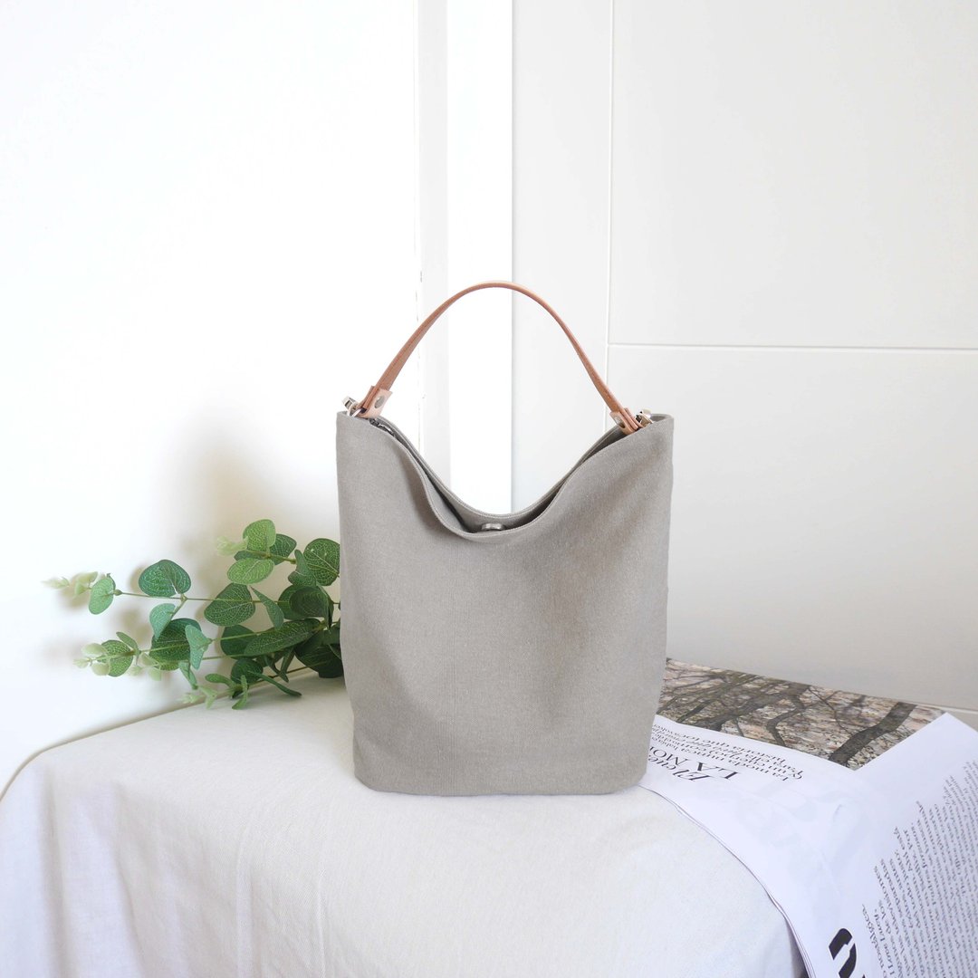 质感帆布 MINI 水桶包 Mini bucket bag #92 浅灰 - 束口袋双肩包 - 棉 灰色