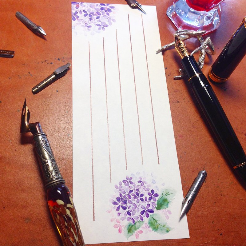 一笔花笺~墨水染画-紫阳花-(一包20张入) - 便条纸/标签贴 - 纸 