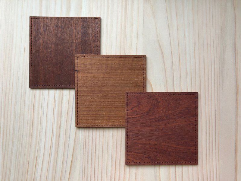 杯垫/垫子(三件一组)_精选纯天然实木皮使用_食品级黏着剂使用 - 杯垫 - 木头 