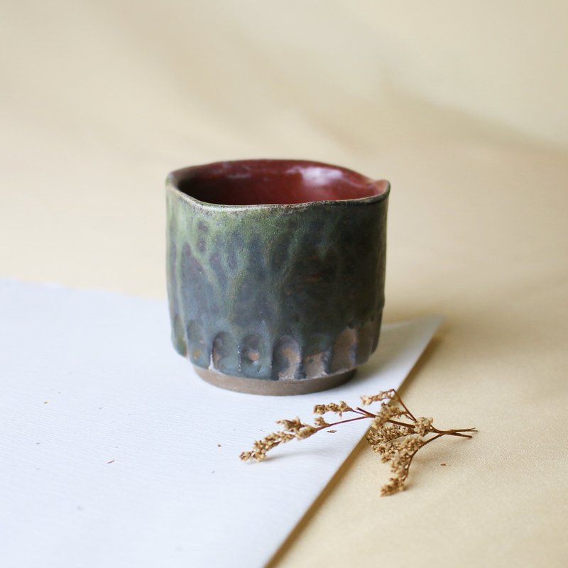 刻痕高方杯 灰釉彩 新彩烧 柴烧陶艺 手作作品 | 张运美 作品 - 茶具/茶杯 - 陶 灰色