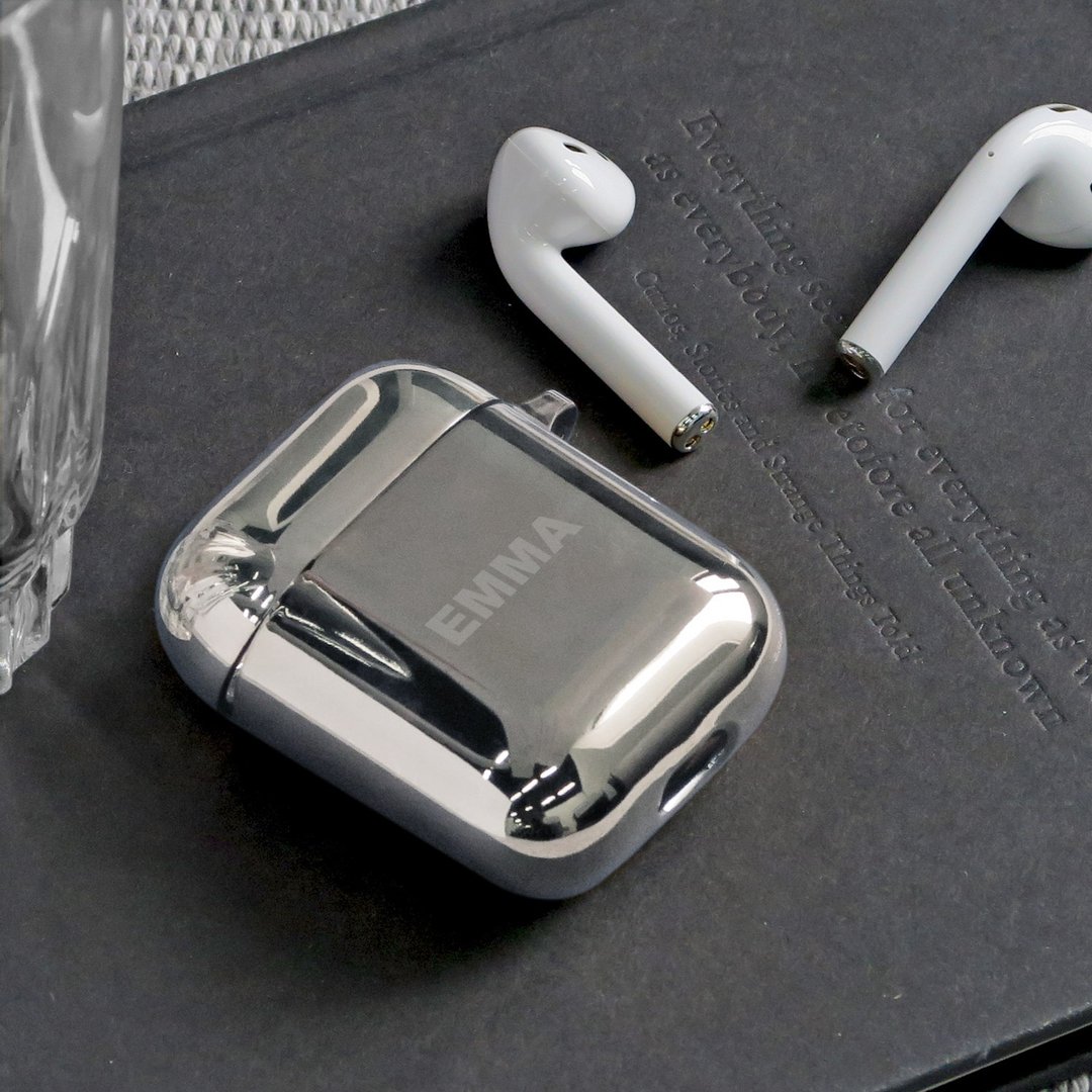Airpods 电镀金属色矽胶保护套附客制化服务 - 银色 - 耳机收纳 - 塑料 银色