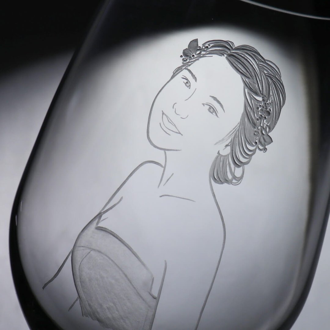 (一对价)425cc【典雅慕夏婚纱对杯】(写实版)肖像定制结婚送礼 - 订制画像 - 玻璃 灰色