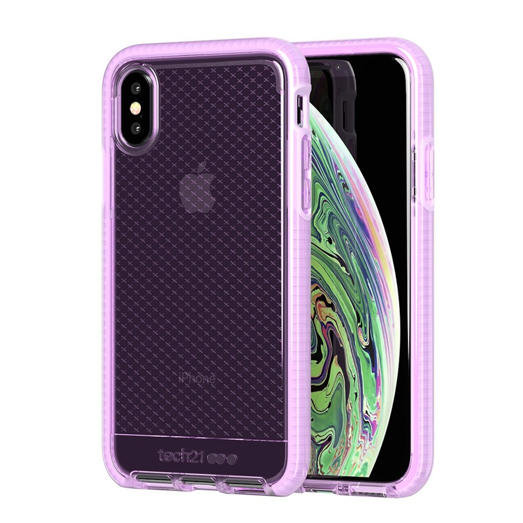 英国Tech 21防撞软质格纹保护壳-iPhone Xs 透紫(5056234706725) - 手机壳/手机套 - 硅胶 紫色