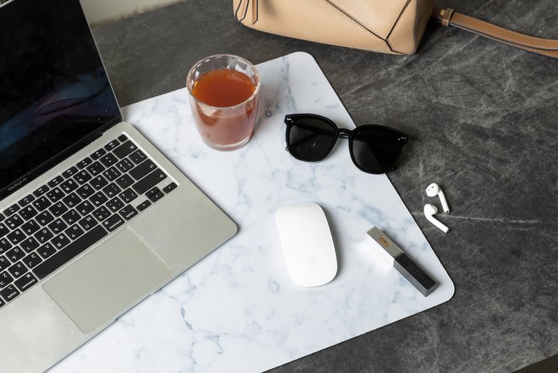 【鼠标垫-大理石系列-大理石-白】居家办公/疗愈小物/定制化礼物 - 鼠标垫 - 环保材料 白色