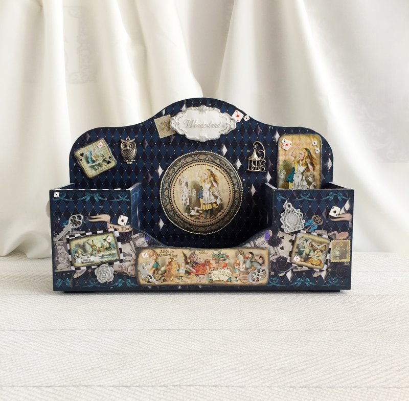 爱丽丝桌面收纳盒，刷架，化妆品架，美容盒，化妆收纳盒 - 笔筒/笔座 - 木头 多色