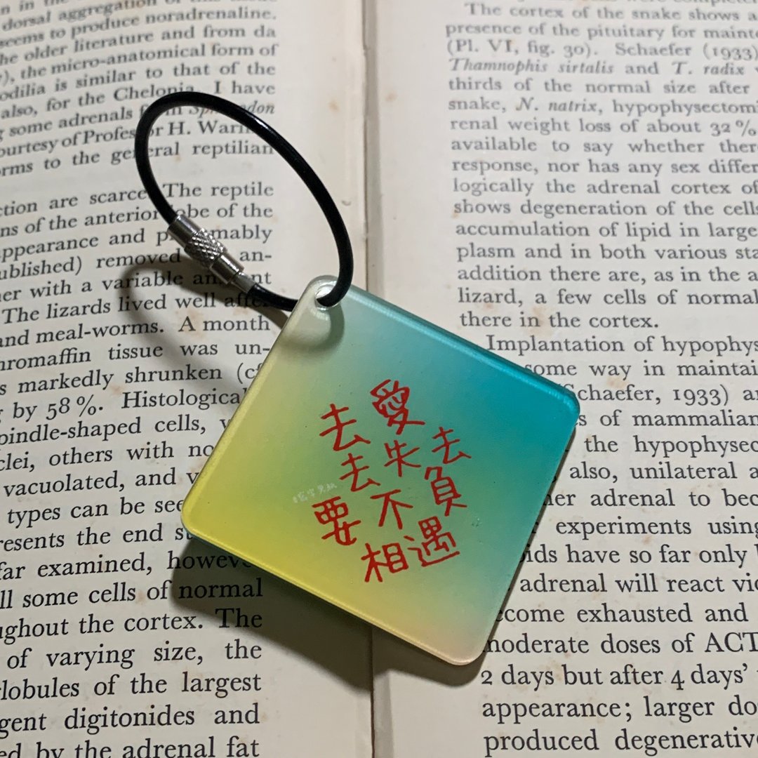 爱 - 写字男纸压克力吊饰钥匙圈挂饰 - 吊饰 - 压克力 黄色