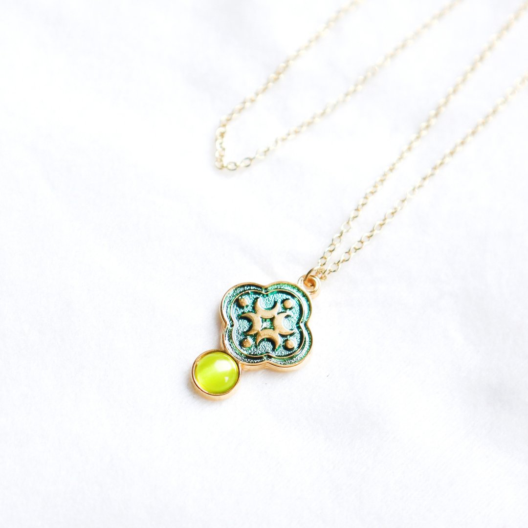 【卡片项链Card Necklace】台湾文化 入色款-海棠花玻璃 - 项链 - 其他金属 