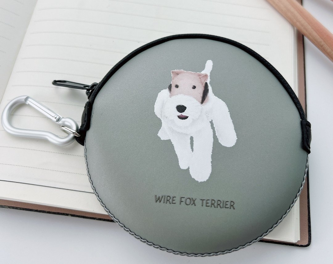 Wirefoxterrier 刚毛猎狐梗 防撞防泼水皮革 零钱包 快跑 银 - 零钱包 - 人造皮革 银色