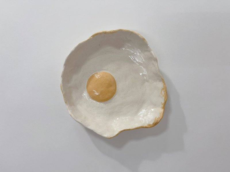 /荷包蛋早晨/ 手捏陶瓷盘 订制区 - 盘子/餐盘/盘架 - 陶 橘色