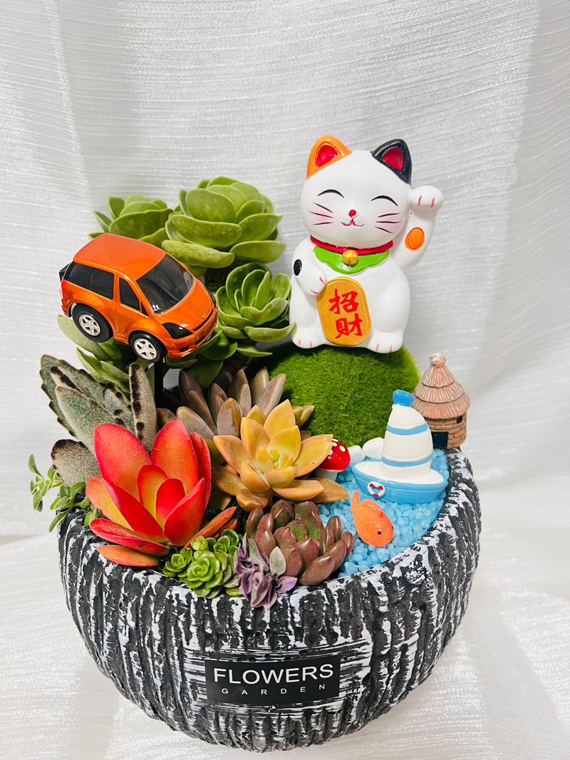 北欧黑圆盆定制组盆 开幕志庆 新居落成 升官乔迁 婚礼 生日礼物 - 植栽/盆栽 - 瓷 黑色