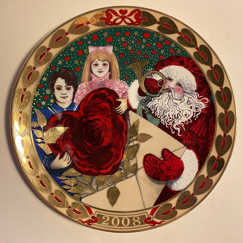 圣诞装饰盘 2008 年，皇家哥本根，26 厘米 - 盘子/餐盘/盘架 - 瓷 白色