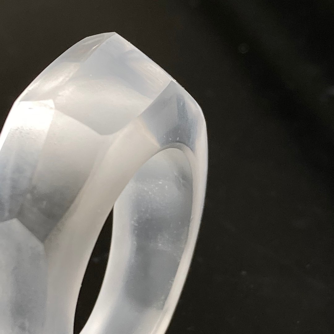 Natural Rock Crystal Quartz Ring(matte) - 戒指 - 水晶 白色