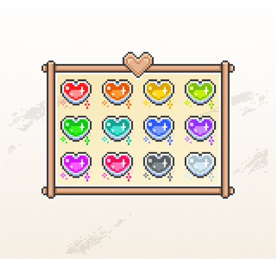 Twitch小奇点及订阅者徽章/忠诚徽章套图/像素风/闪亮爱心宝石 - Logo 设计/图案设计 - 其他材质 