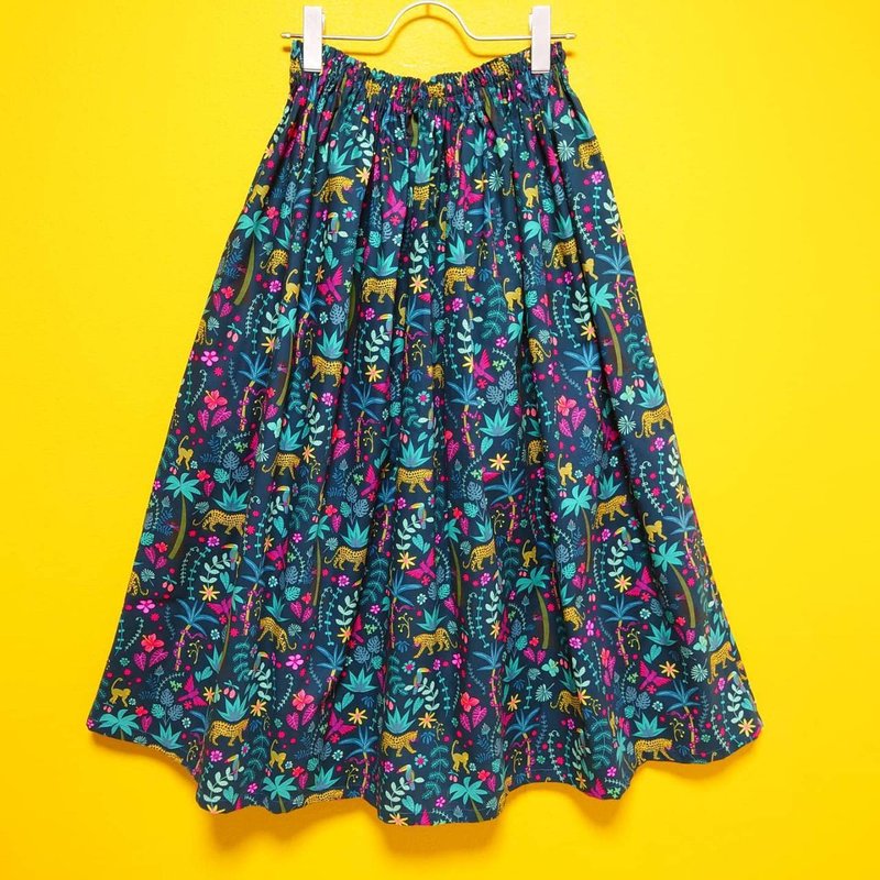 【订制商品】 丛林风长裙 / 均码 / 美国布料 / 日本制造 / - 裙子 - 棉．麻 绿色