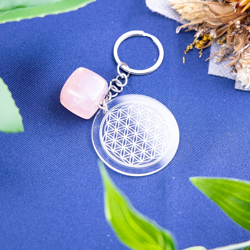 生命之花吊饰手机吊饰钥匙圈能量石青金石粉晶白水晶紫水晶黑曜石 - 其他 - 树脂 