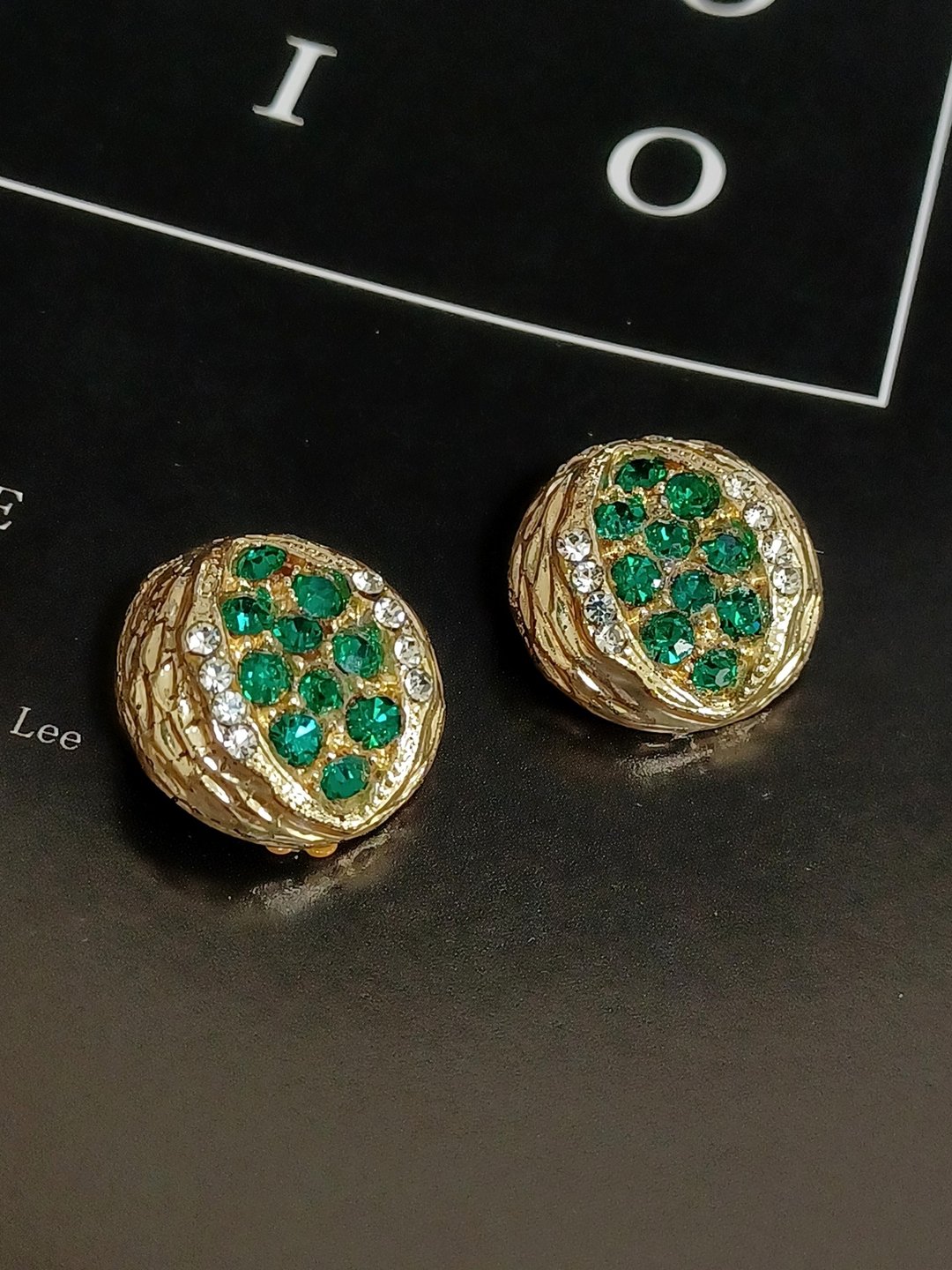 vintage jewelry  典雅金色阿拉伯风格 莱茵 夹式耳环 - 耳环/耳夹 - 其他金属 