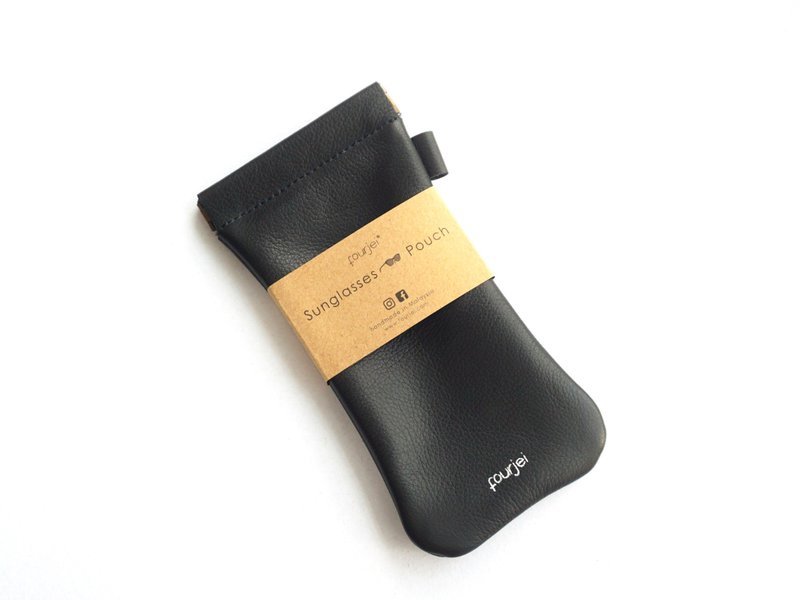牛皮太阳眼镜收纳包 - 黑色 - 墨镜 - 真皮 黑色