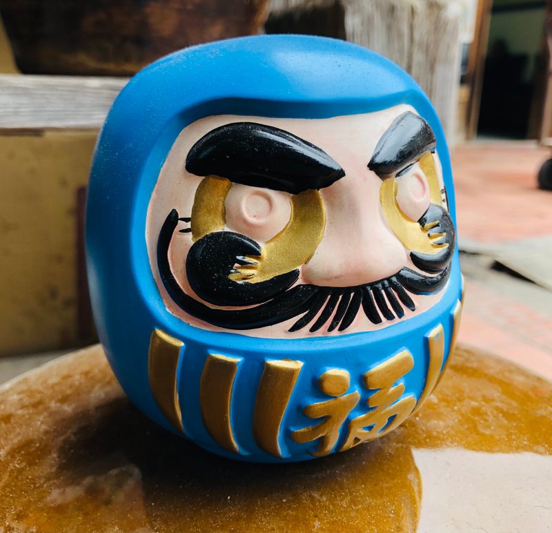 陶瓷祈愿招福不倒翁存钱筒(蓝)学业 事业 成就 - 储蓄罐 - 陶 蓝色