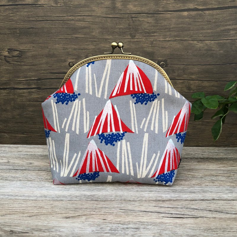 Bling三角口金包/侧背包/がまぐちバッグ - 侧背包/斜挎包 - 棉．麻 