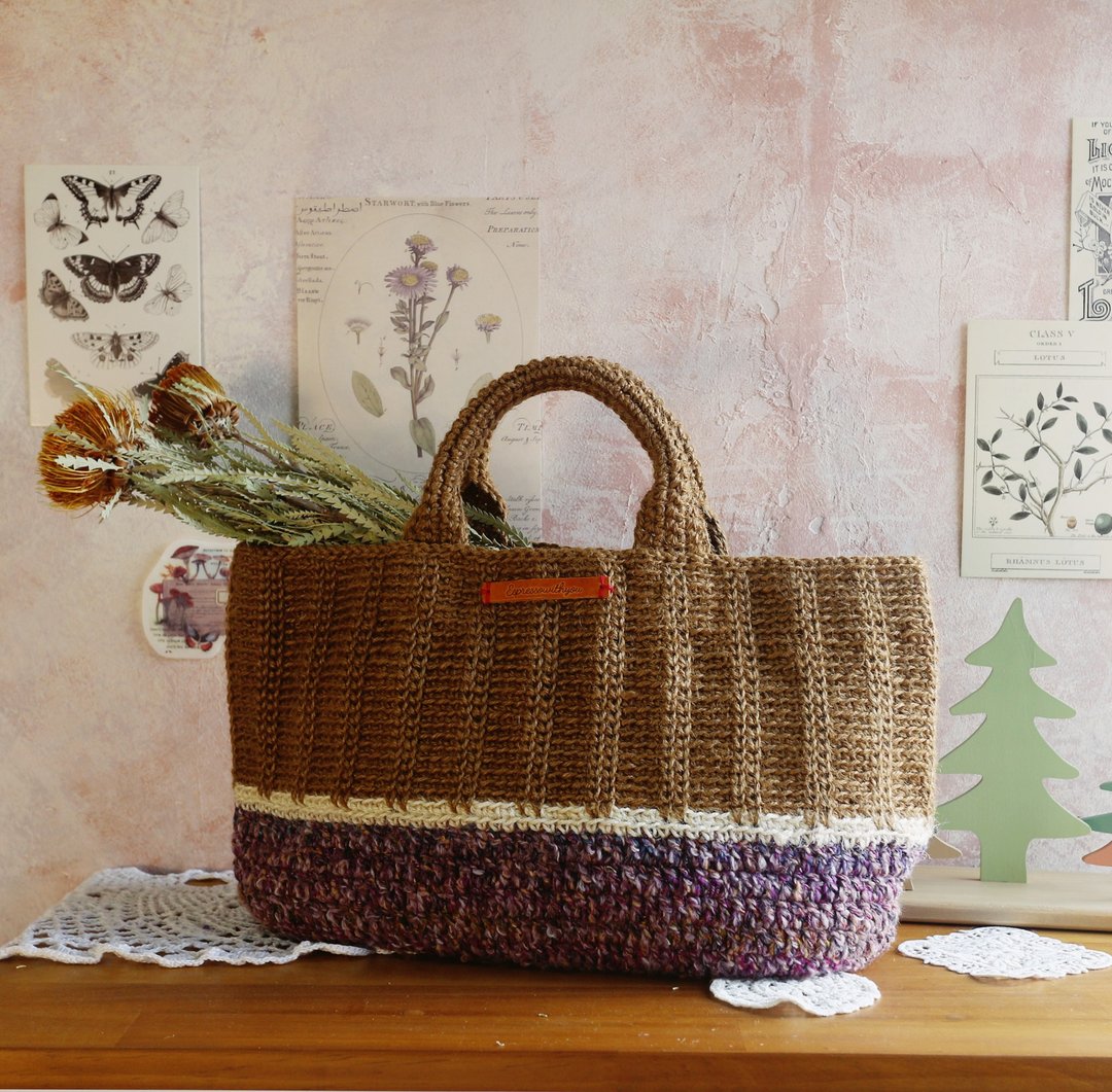 【现货】Handmade手工编织麻绳编织袋/手提包/菜篮子 - 手提包/手提袋 - 棉 咖啡色