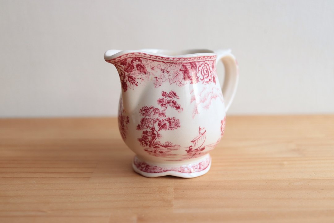 二手老件 芬兰 Arabia Maisema 古典地景奶壼/酱汁壶 - 茶具/茶杯 - 陶 粉红色