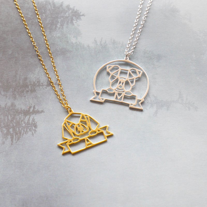 Custom Dog Necklace, Memorial gift for Pet lover Geometric Logo Style - 项链 - 其他金属 金色