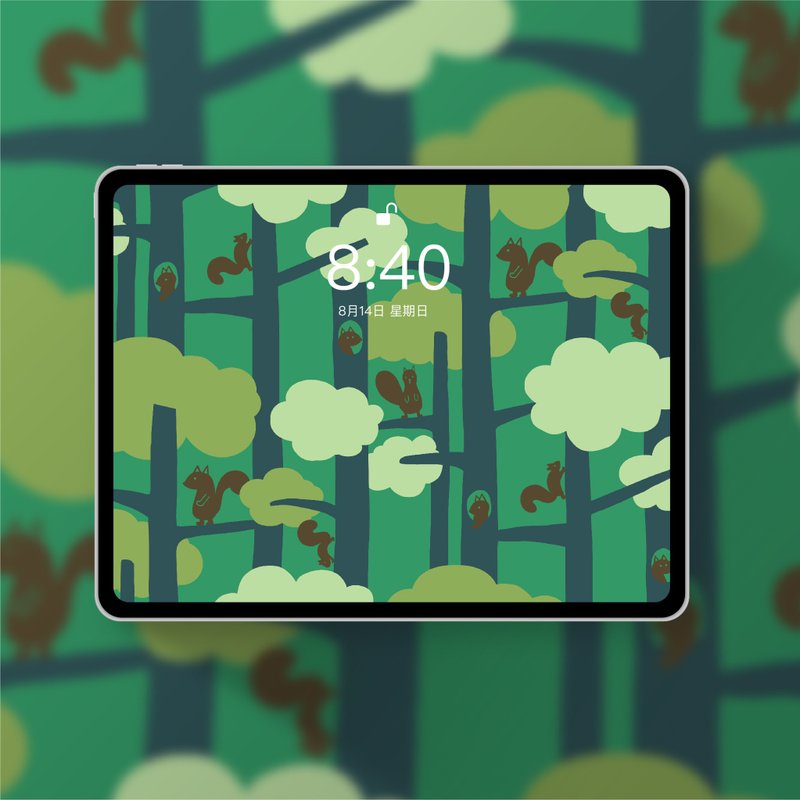 树林松鼠/数位壁纸/印花设计/平板版本 电子档 - 电脑手机桌布/贴图/App 图示 - 其他材质 