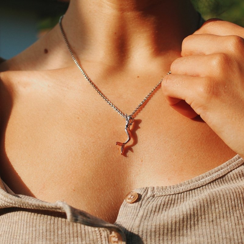 ossidabile 海洋系列项链  意大利手工饰品  美人鱼 鲸鱼尾 潜水 - 项链 - 其他金属 银色